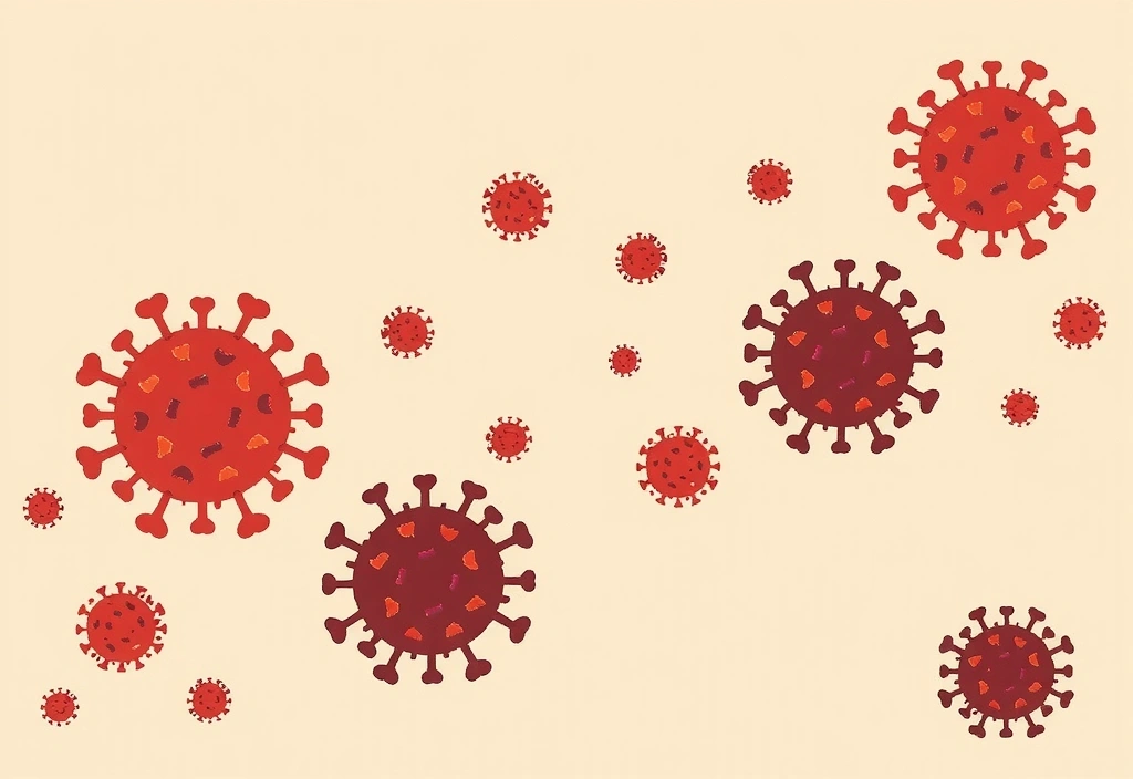 Ilustración abstracta de células inmunes en acción, representando la defensa del cuerpo.