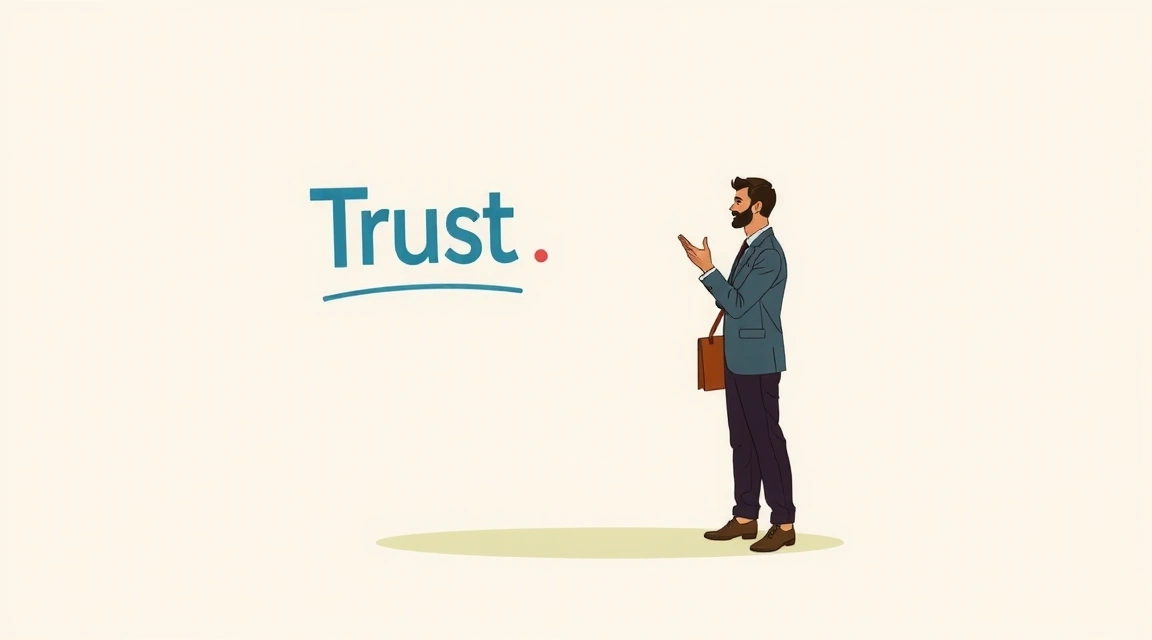 Ilustración abstracta de confianza y experiencia, con líneas limpias y colores suaves, simbolizando la guía y el conocimiento.